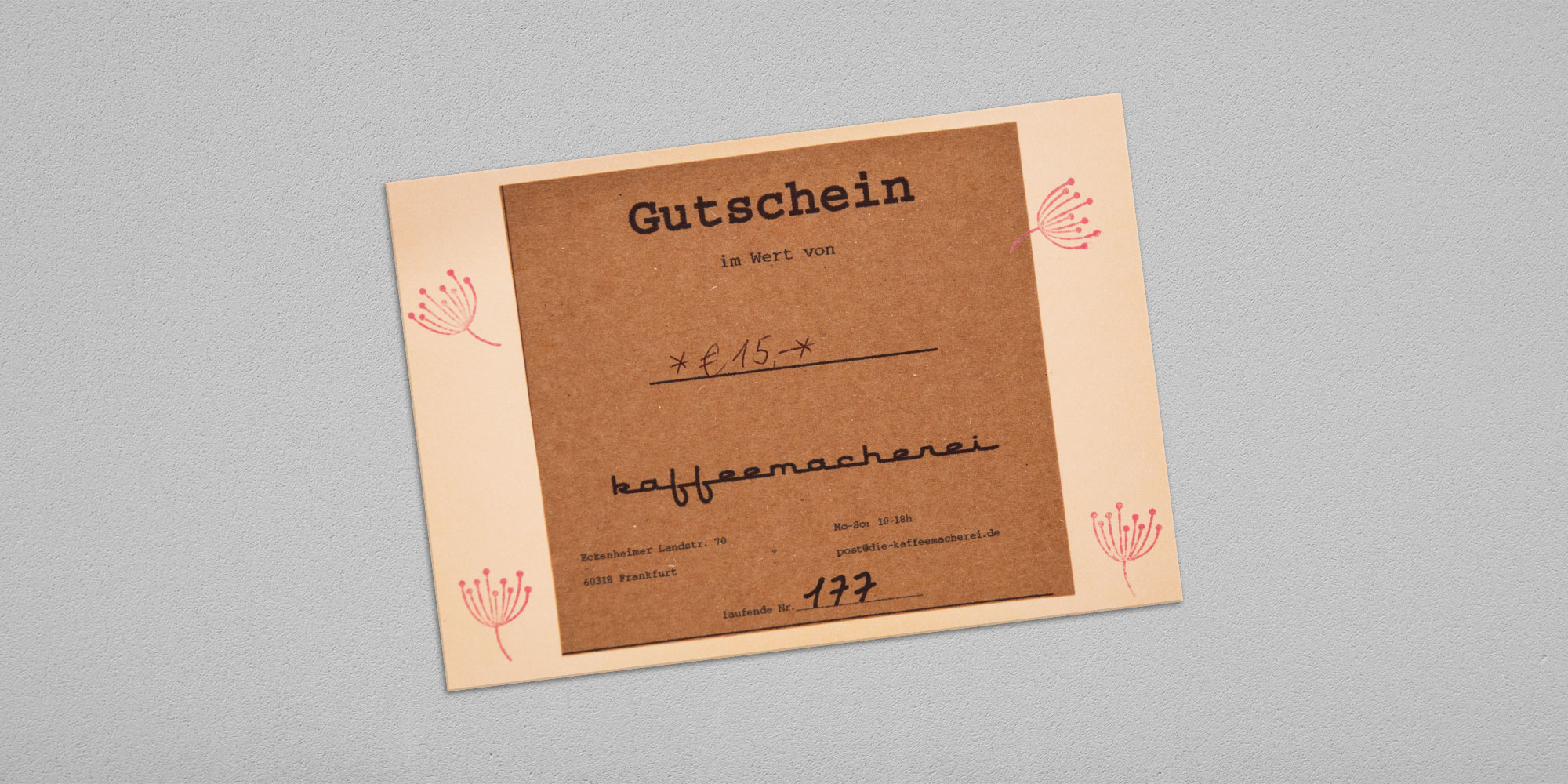 Gutschein Kaffeemacherei, Im Wert von 15,00 €<br>(ab 6 Stempeln)