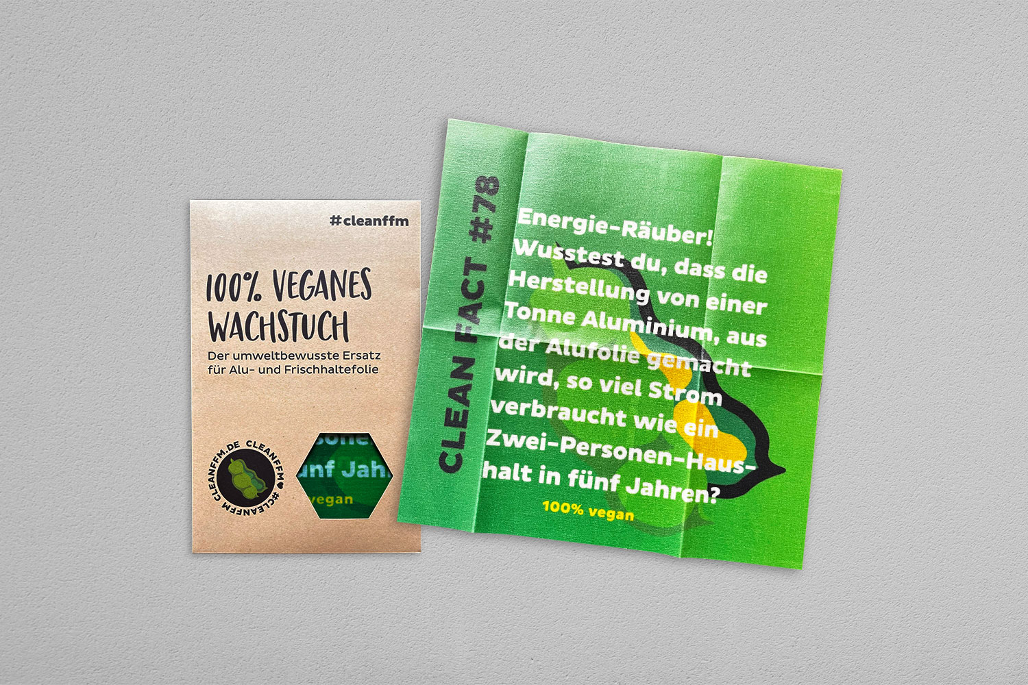 #cleanffm Wachstücher, 2 Stück (vegan, aus Sojawachs)<br>(ab 5 Stempeln)